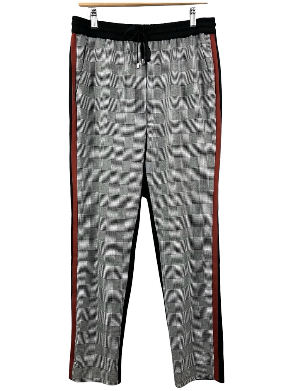 DKNY Trousers Plaid Front Black Solid Back Pull On Size Small